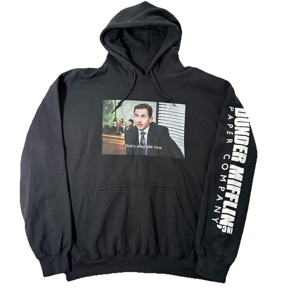 Michael Scott Hoodie The Office Mens L Black Graphic Streetwear Dunder Mifflin